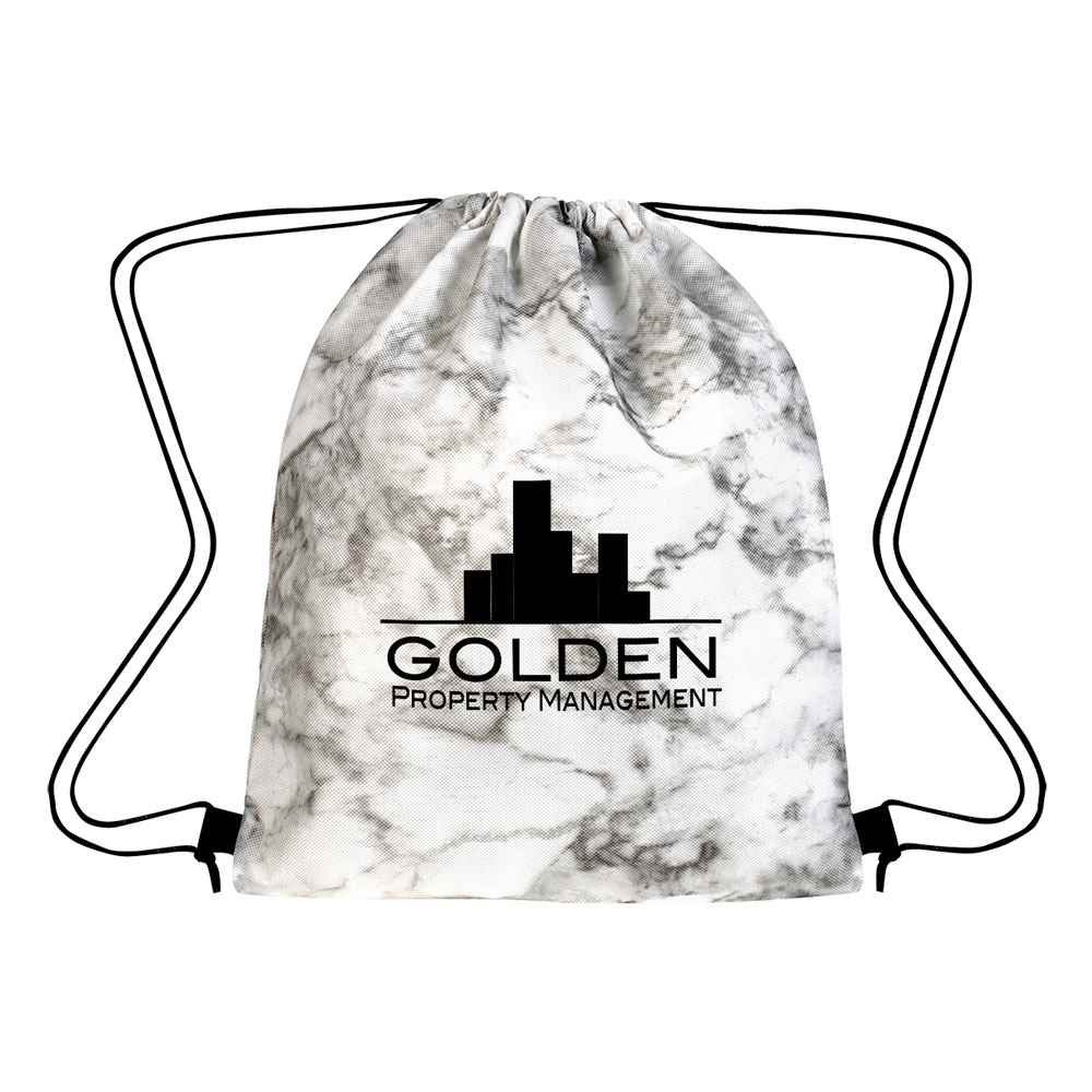 Marbled Non-Woven Drawstring Bag - Personalization Available
