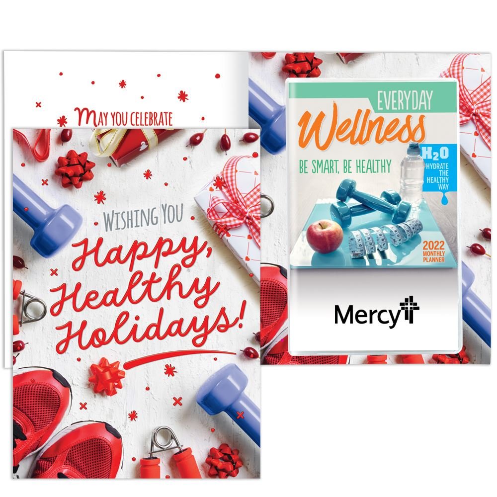 Happy, Healthy Holidays! Greeting Card With 2022 Everyday Wellness Monthly Planner - Personalization Available