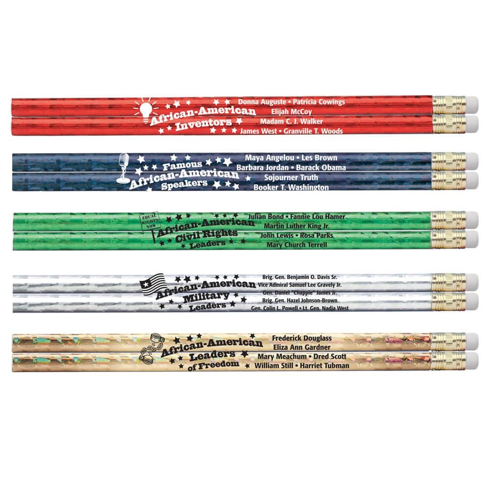 African-American Leaders Sparkle Foil Pencil Assortment Pack