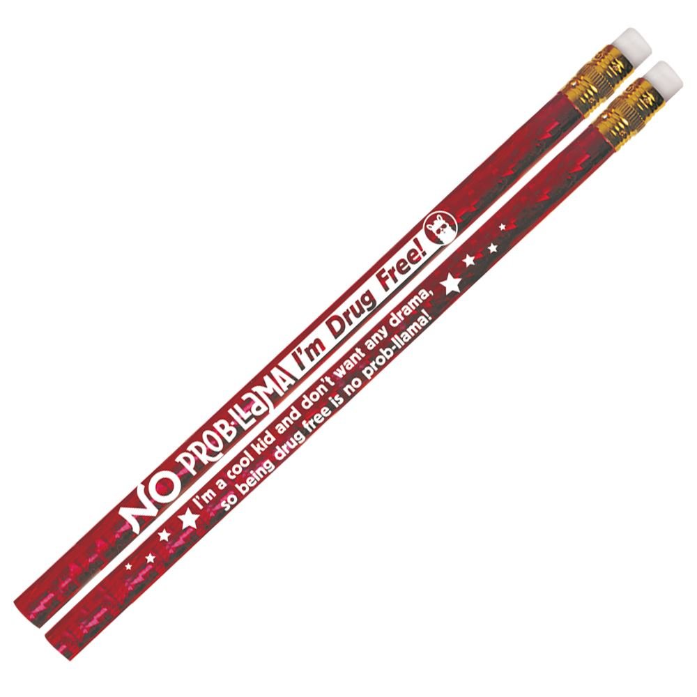 No Prob-llama: I'm Drug Free! Red Sparkle Foil Pencil - Pack of 100