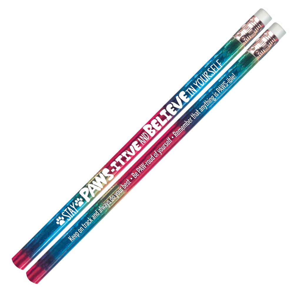 Stay PAWS-itive And Believe In Yourself Sparkle Foil Pencil - Pack of 25