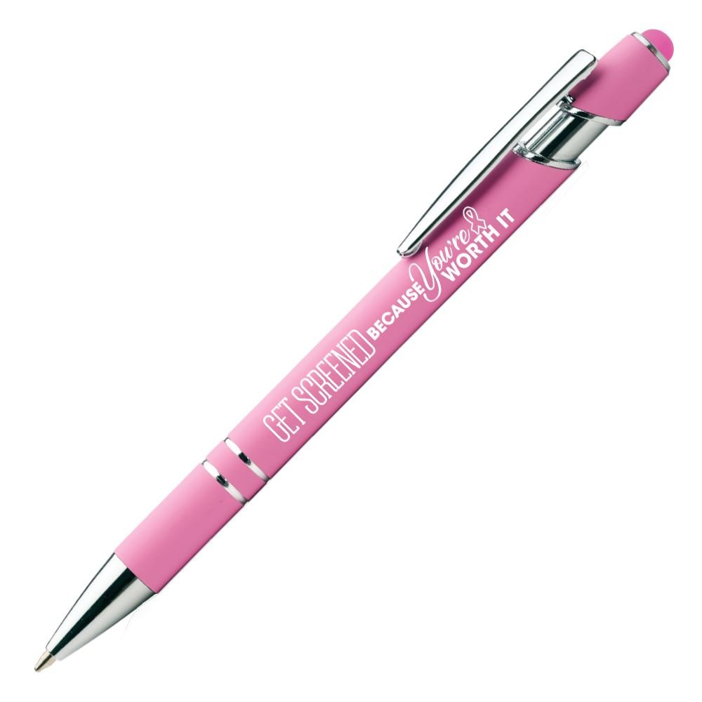 Get Screened Because You're Worth It Calista Rubberized Metal Stylus Pen