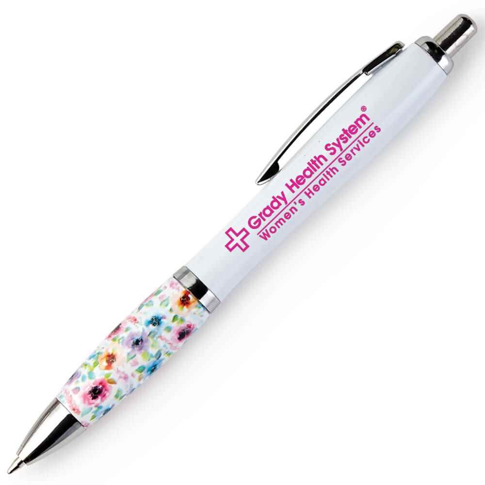 Floral Grip Pen - Personalization Available