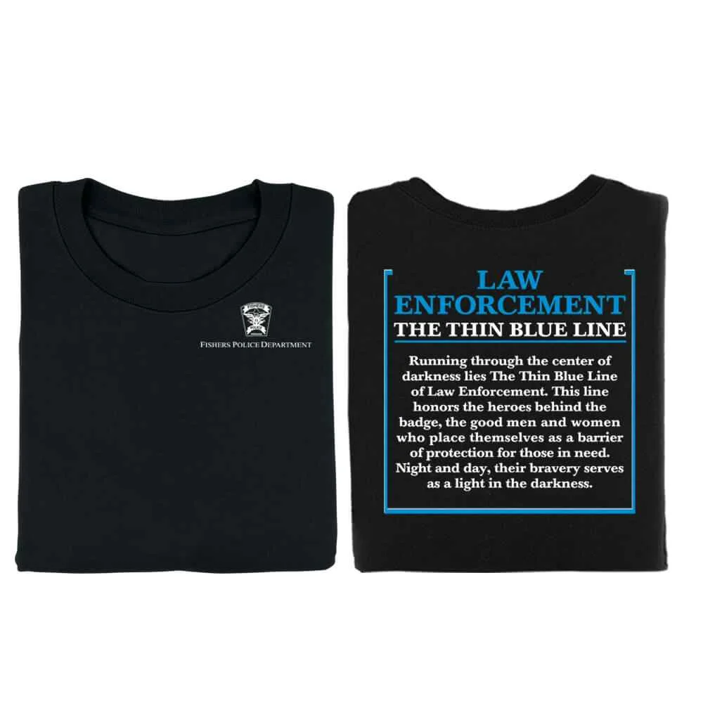 Law Enforcement: The Thin Blue Line Short-Sleeve 2-Sided T-Shirt -  Personalization Available | Positive Promotions, image size:1000x1000