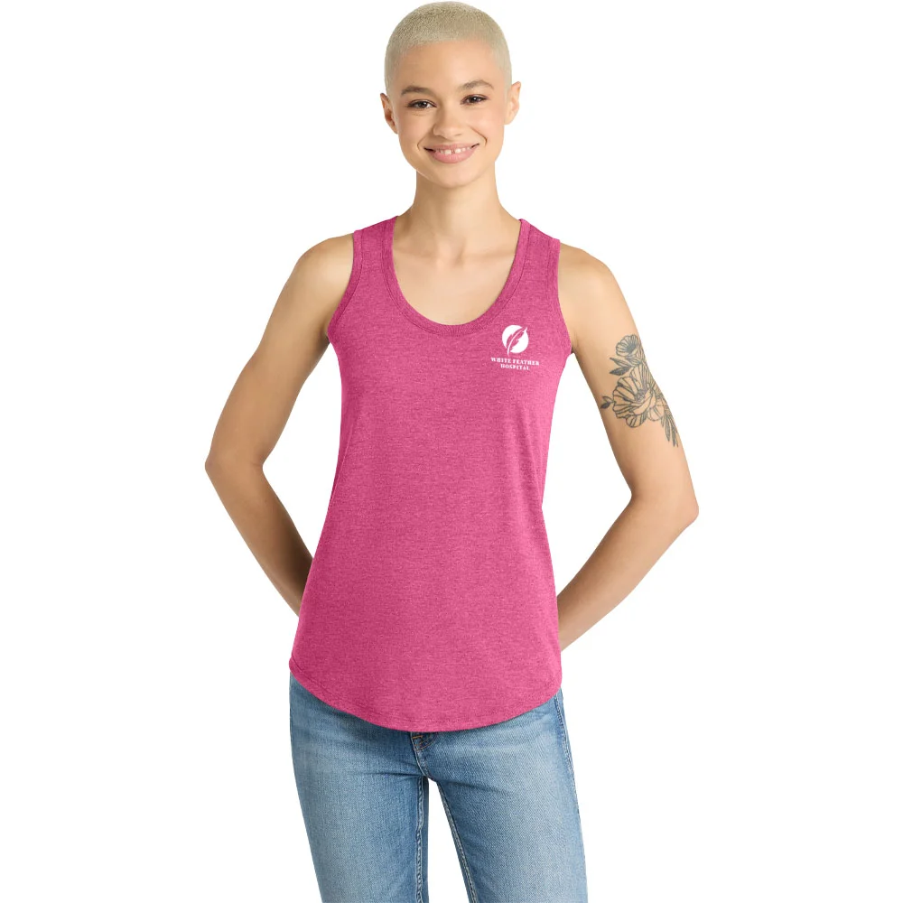 District Women's Perfect Tri Racerback Tank - Heathered Tri-Blend Soft Comfortable Tank Top (DM138L)