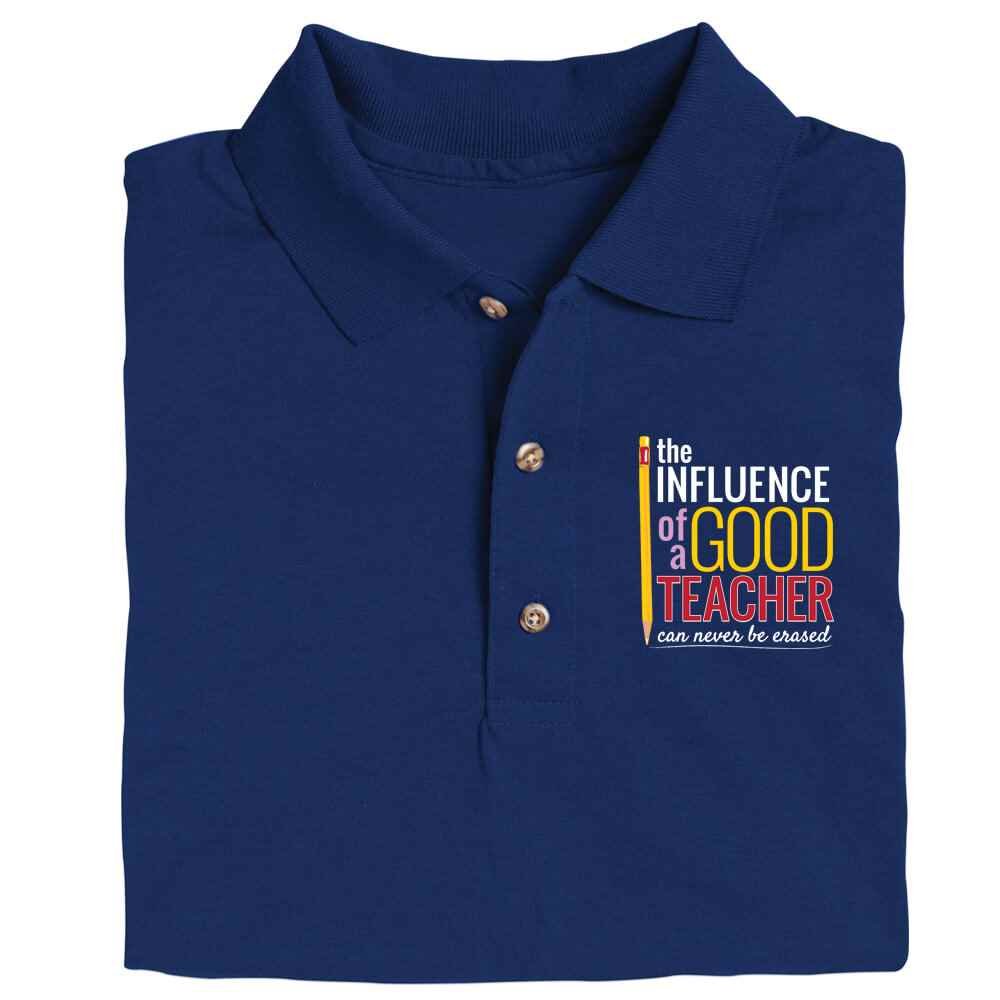 The Influence Of A Good Teacher Can Never Be Erased Gildan&reg; DryBlend Jersey Polo - Screenprinted Personalization Available