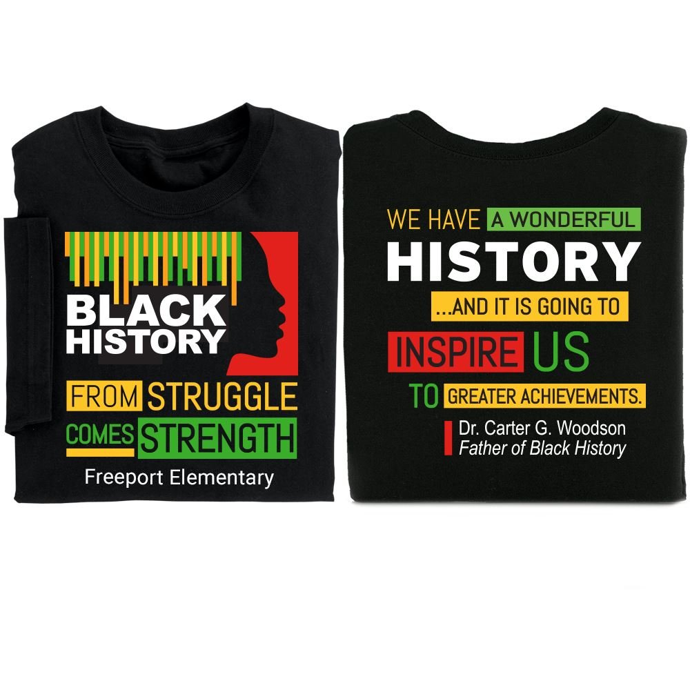 Black History: From Struggle Comes Strength 2-Sided Youth T-Shirt Plus Personalization