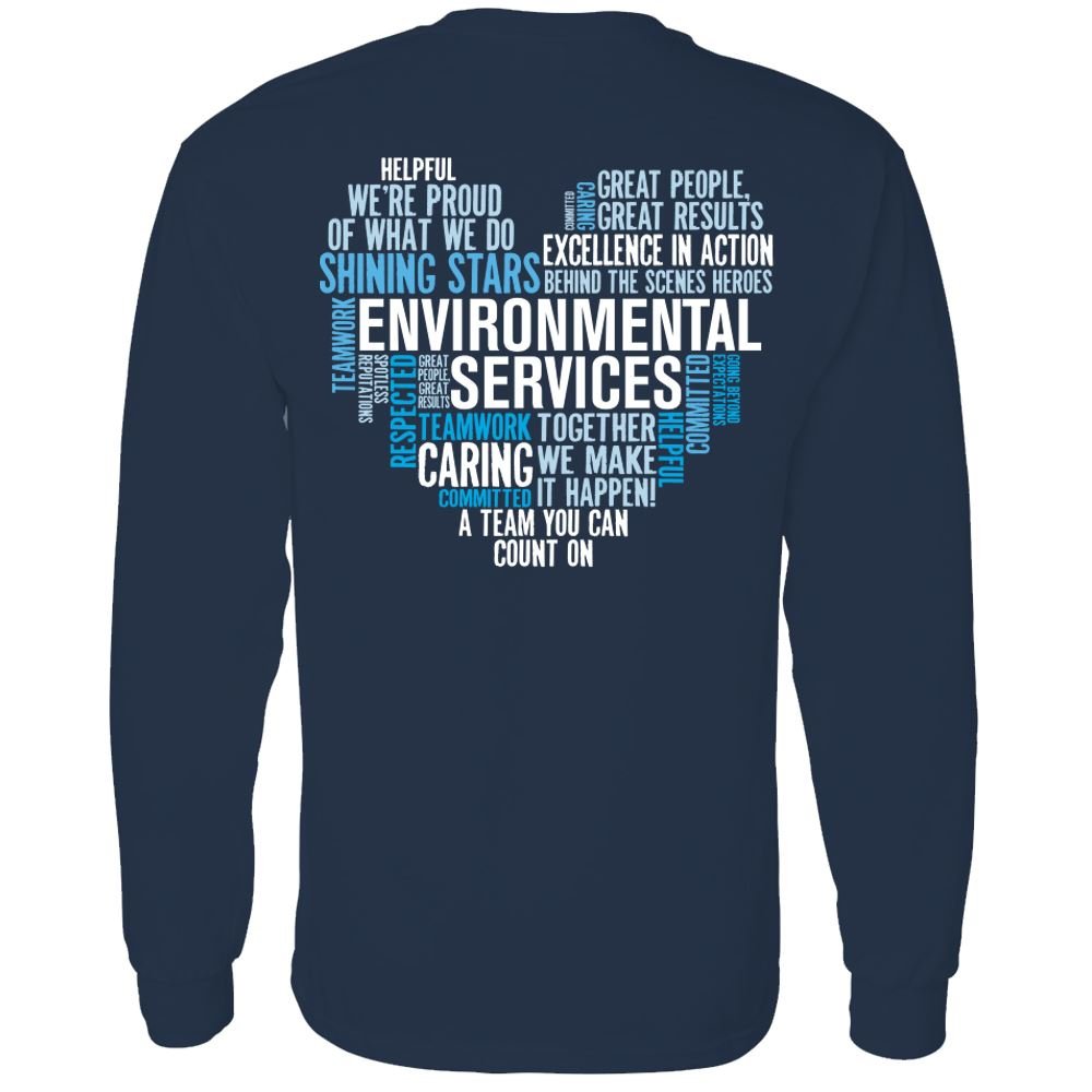 Environmental Services Heart Word Cloud Long Sleeve Two-Sided T-Shirt - Personalized