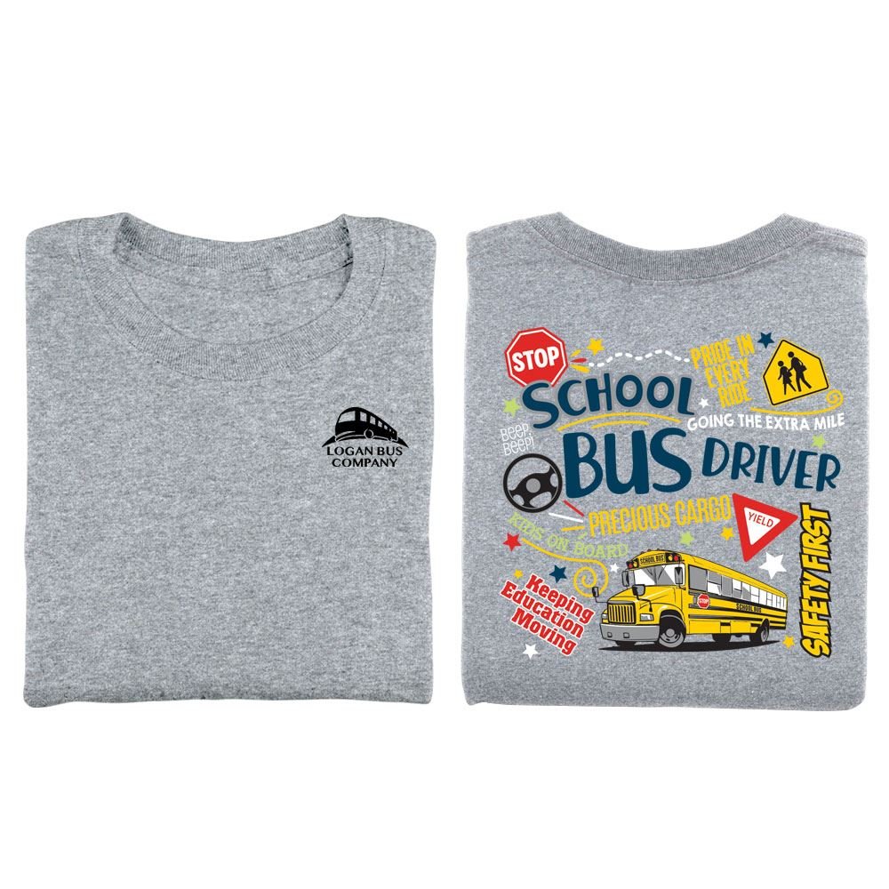School Bus Driver Signs & Icons Positive Unisex 2-Sided Short-Sleeved T ...