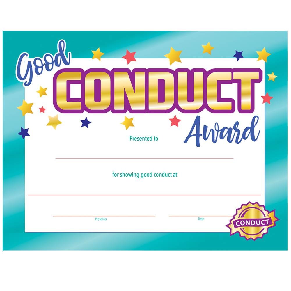 Good Conduct Gold Foil-Stamped Award Certificates - Pack of 25 ...
