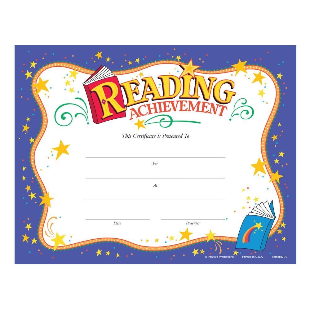 Reading Achievement Award Purple Gold Foil Stamped Certificates