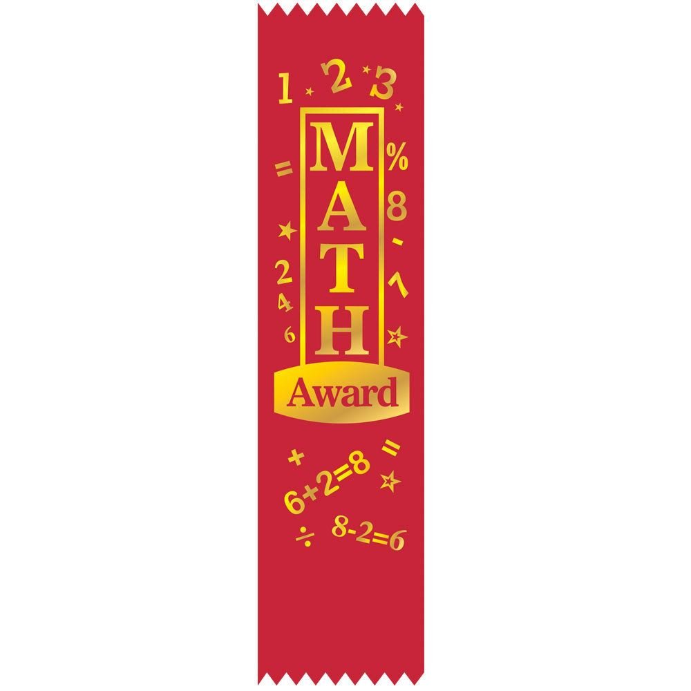 Math Award Red Gold Foil-Stamped Satin Ribbon | Positive Promotions
