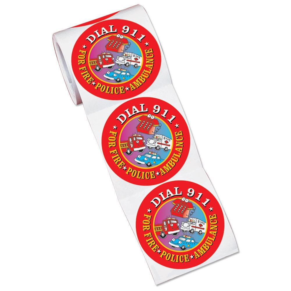 Dial 911 Stickers-On-A-Roll