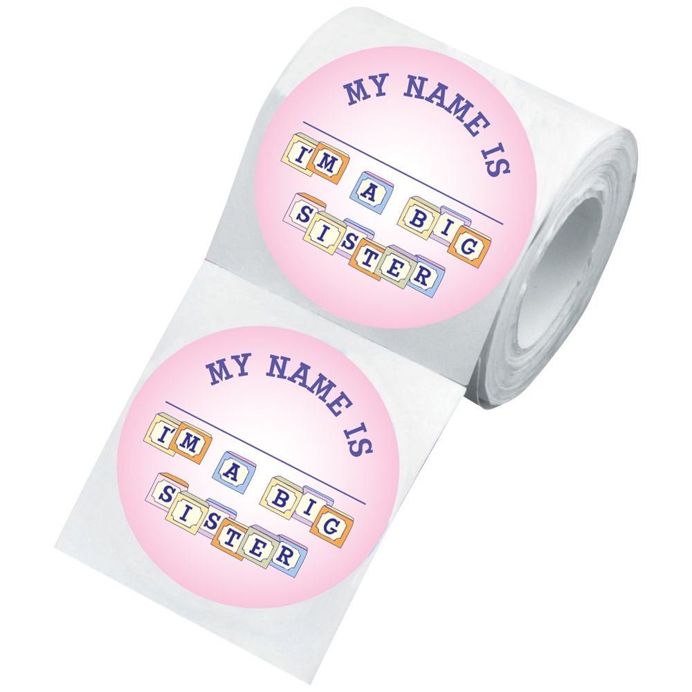 Big Sister Visiting Newborn Family Sticker Roll
