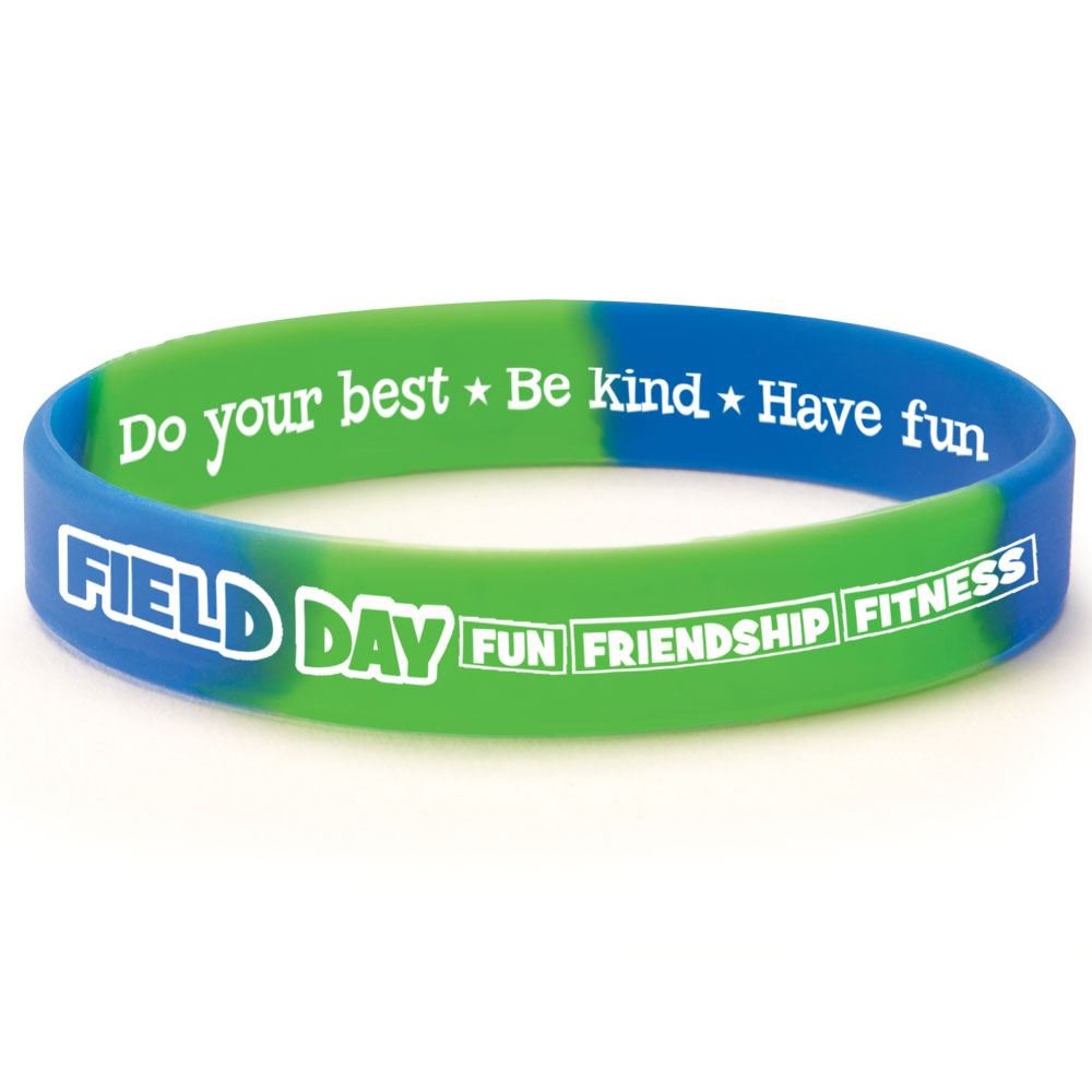 Field Day Fun, Friendship, Fitness 2Sided Silicone Bracelet Pack of