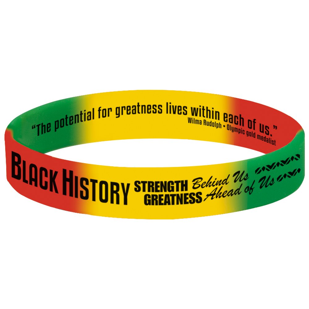 Black History: Strength Behind Us, Greatness Ahead Of Us 2-Sided Silicone Bracelet - Pack of 10