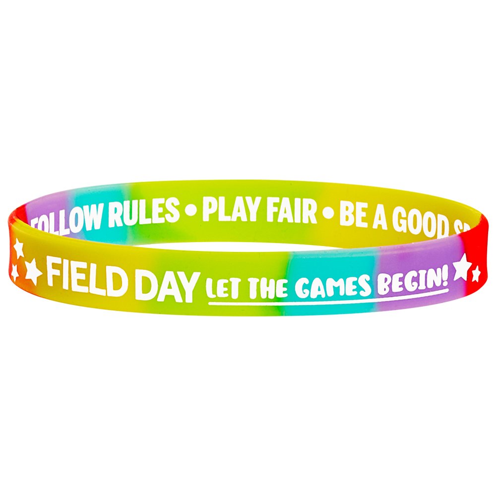 Field Day Let The Games Begin! 2Sided Silicone Bracelet Pack of 10