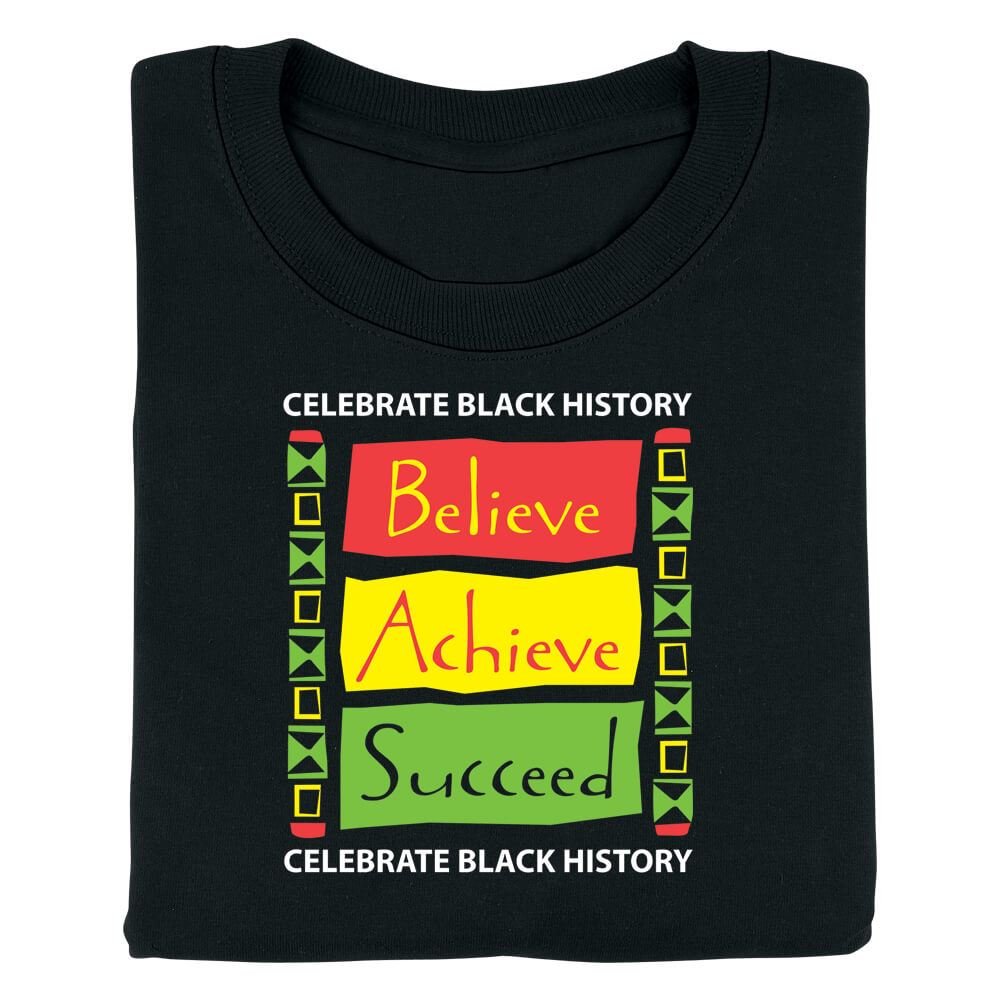Celebrate Black History: Believe, Achieve, Succeed (Black) Youth T-Shirt