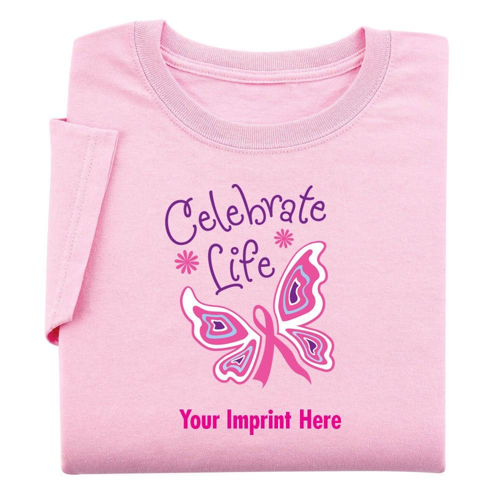 Celebrate Life Pink Women's Cut Awareness T-Shirt Personalization