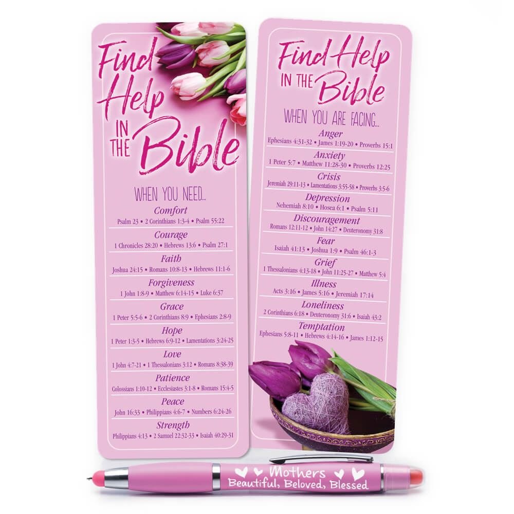 Find Help In The Bible Mother's Deluxe Bookmark & 3-in-1 Pen/Stylus/Highlighter Gift Set