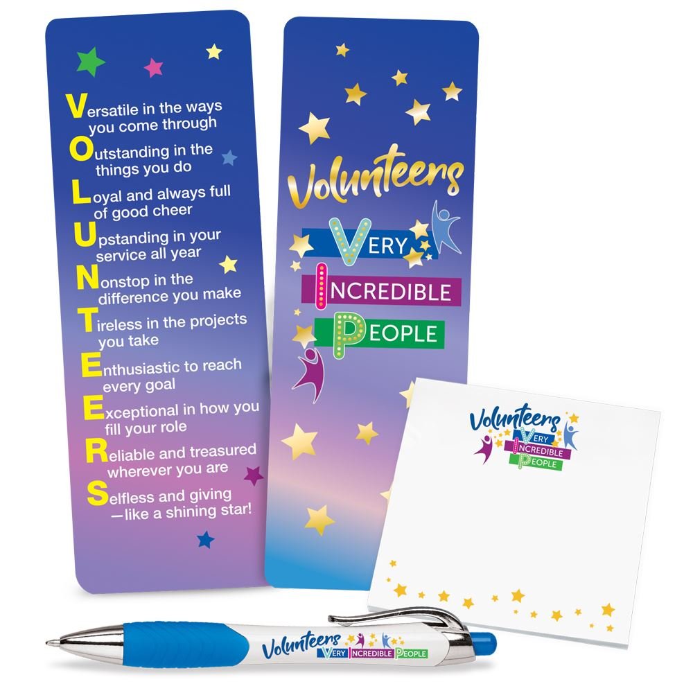 Volunteers: Very Incredible People Deluxe Bookmark & Pen Gift Set