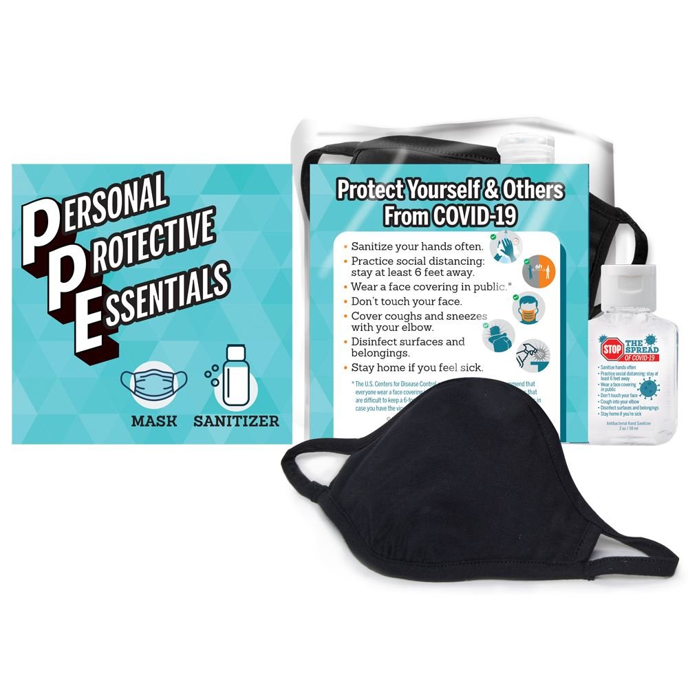 Protection Kit Essentials Personal Protective Essentials Deluxe Mask & Sanitizer Kit | Positive ...