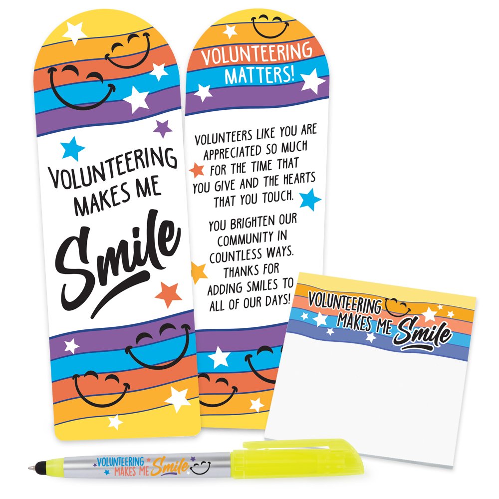 Volunteers Deluxe Bookmark, Sticky Pad, &amp; Pen Gift Set | Positive ...