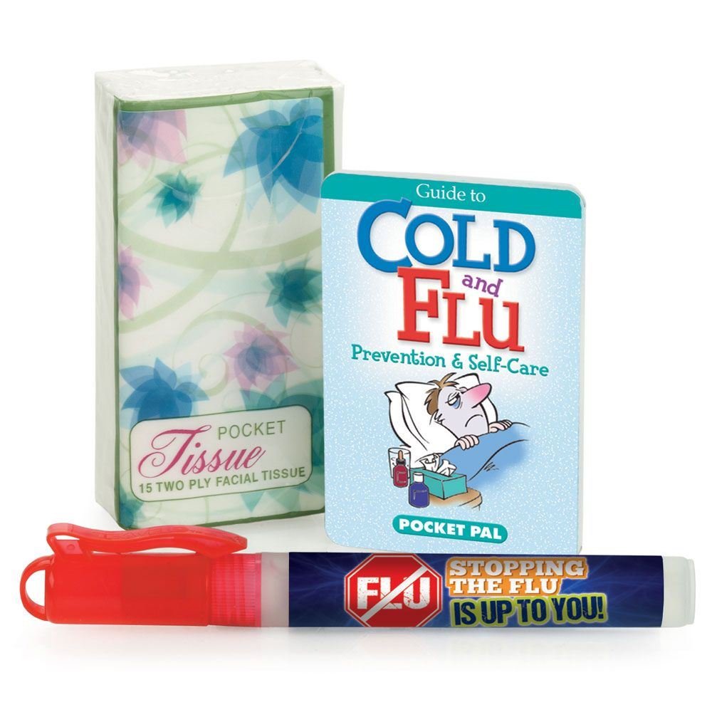 Tissue Pack, Cold & Flu Prevention Pocket Pal, & Hand Sanitizer Gift Combo - Personalization Available