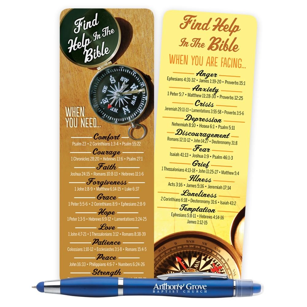 Find Help In The Bible Father's Deluxe Bookmark & 3-In-1 Pen/Stylus/Highlighter Gift Set - Personalization Available
