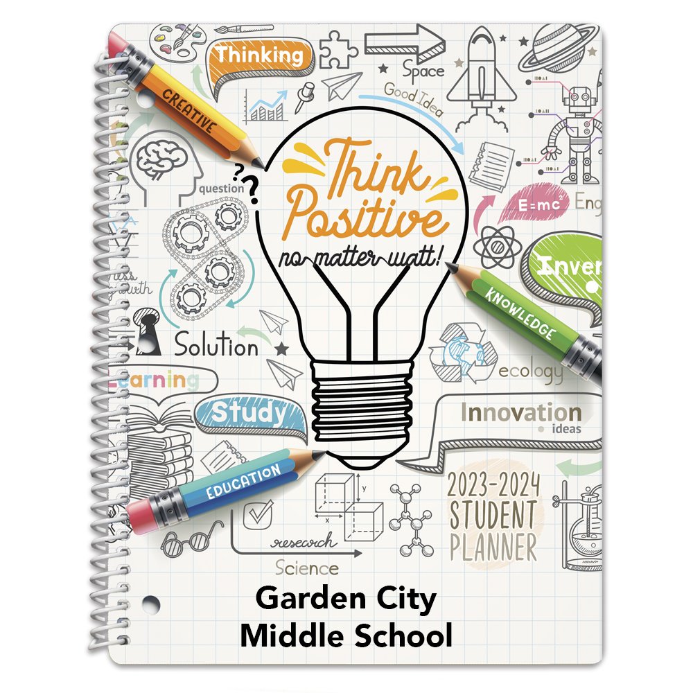 Think Positive No Matter What Middle School 2023-2024 Student Planner - Personalization Available