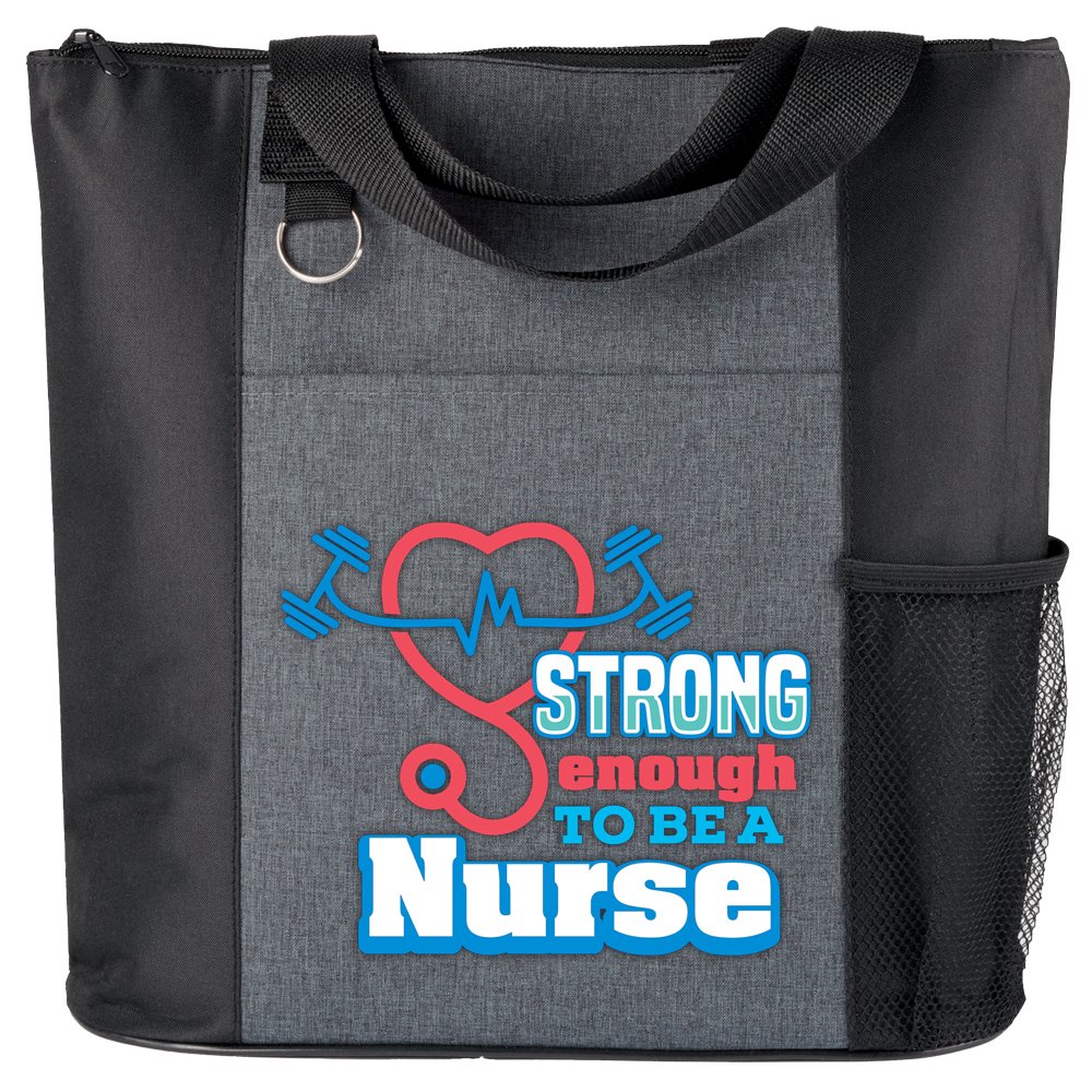 Strong Enough to Be a Nurse Black Camino Heathered Tote Bag