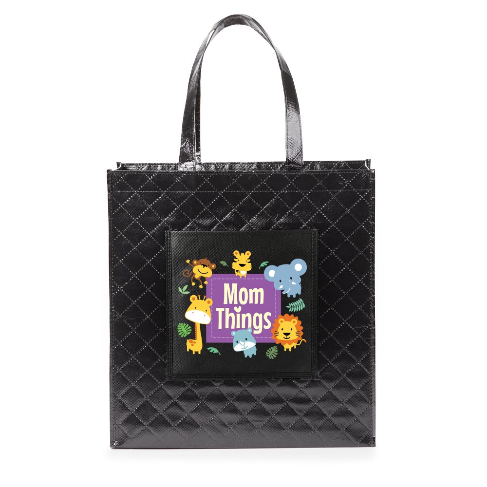 Mom Things Quilted Laminated Non-Woven Shopper Tote Bag