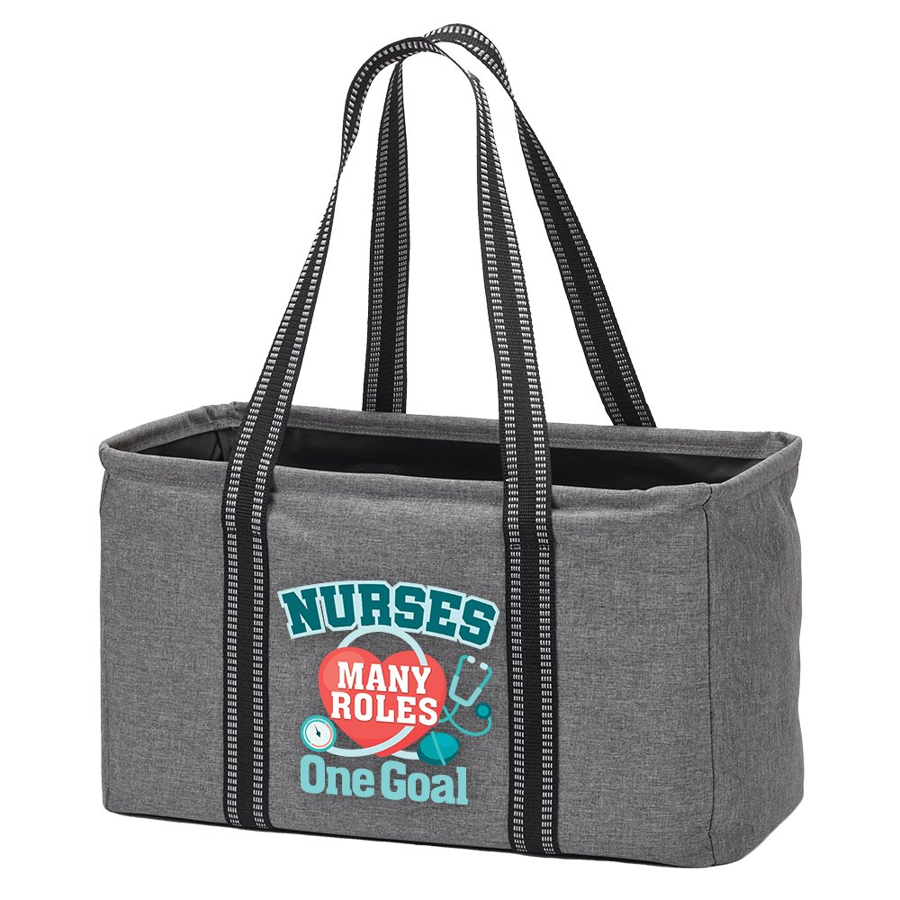 Nurses: Many Roles, One Goal Gray Utility Tote | Positive Promotions