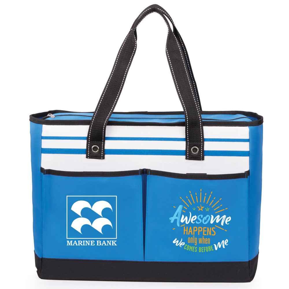 Awesome Happens Only When We Comes Before Me Blue Traveler Two-Pocket Tote Bag Plus Personalization
