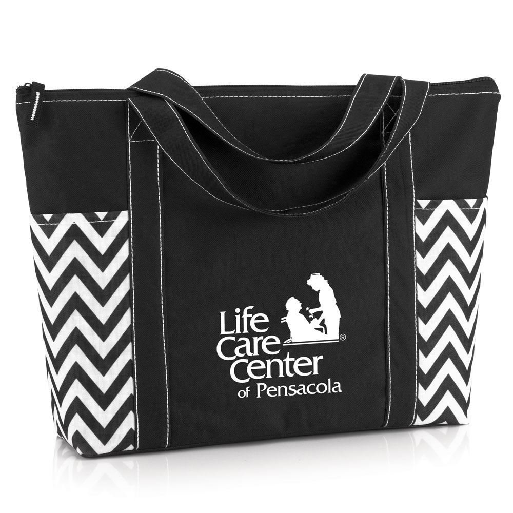 Black Chevron Tote - Personalization Available