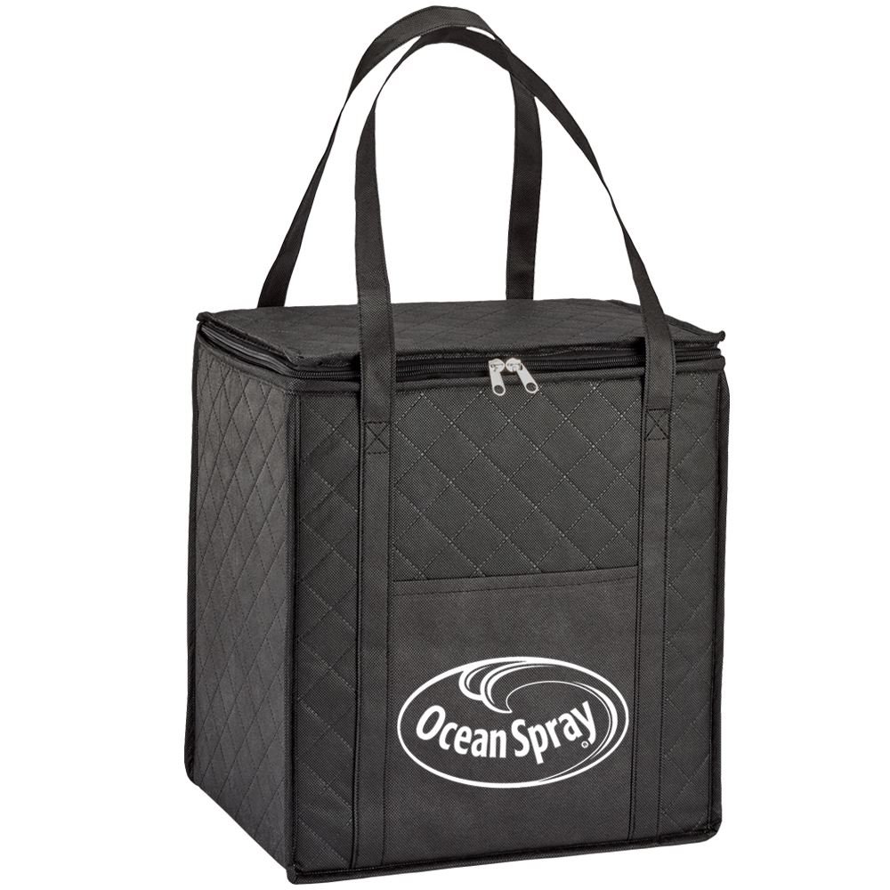 Black Verona Quilted Non-Woven Insulated Tote - Personalization Available