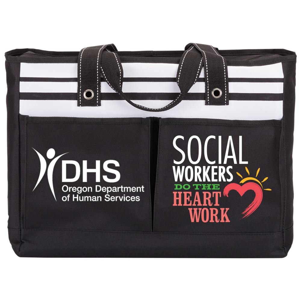 Social Workers Do The Heart Work Traveler Two Pocket Tote - Personalization Available