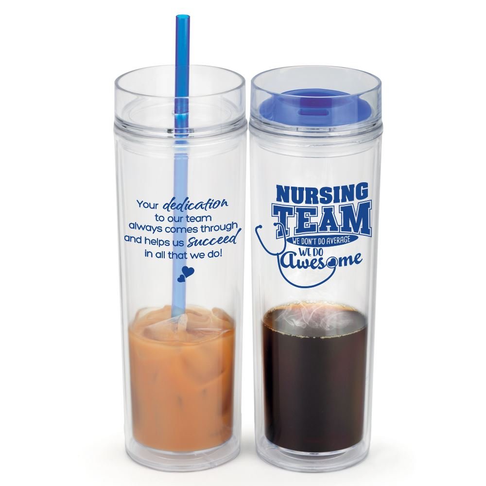 Nursing Team: We Don't Do Average We Do Awesome Fire & Ice 2-in-1 Tumbler Gift Set