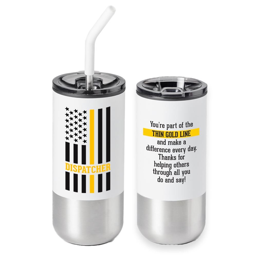 Thin Gold Line Fresno Hot/Cold Stainless-Steel Tumbler 20-Oz. With Straw