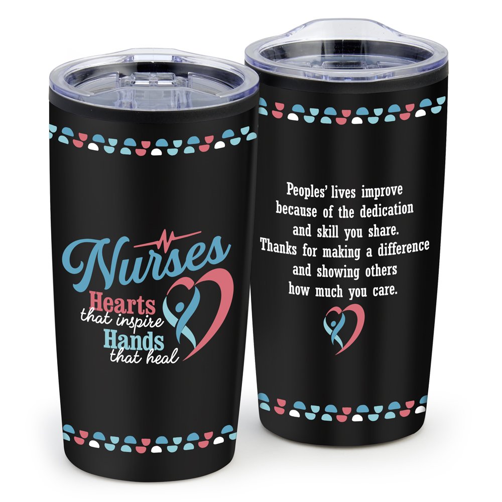 Nurses: Hearts That Inspire, Hands That Heal Black Teton Stainless-Steel Tumbler 20-Oz.