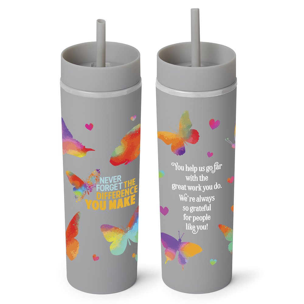 Never Forget the Difference You Make Gray Canyon 2-in-1 Tumbler & Sipper 16 oz.
