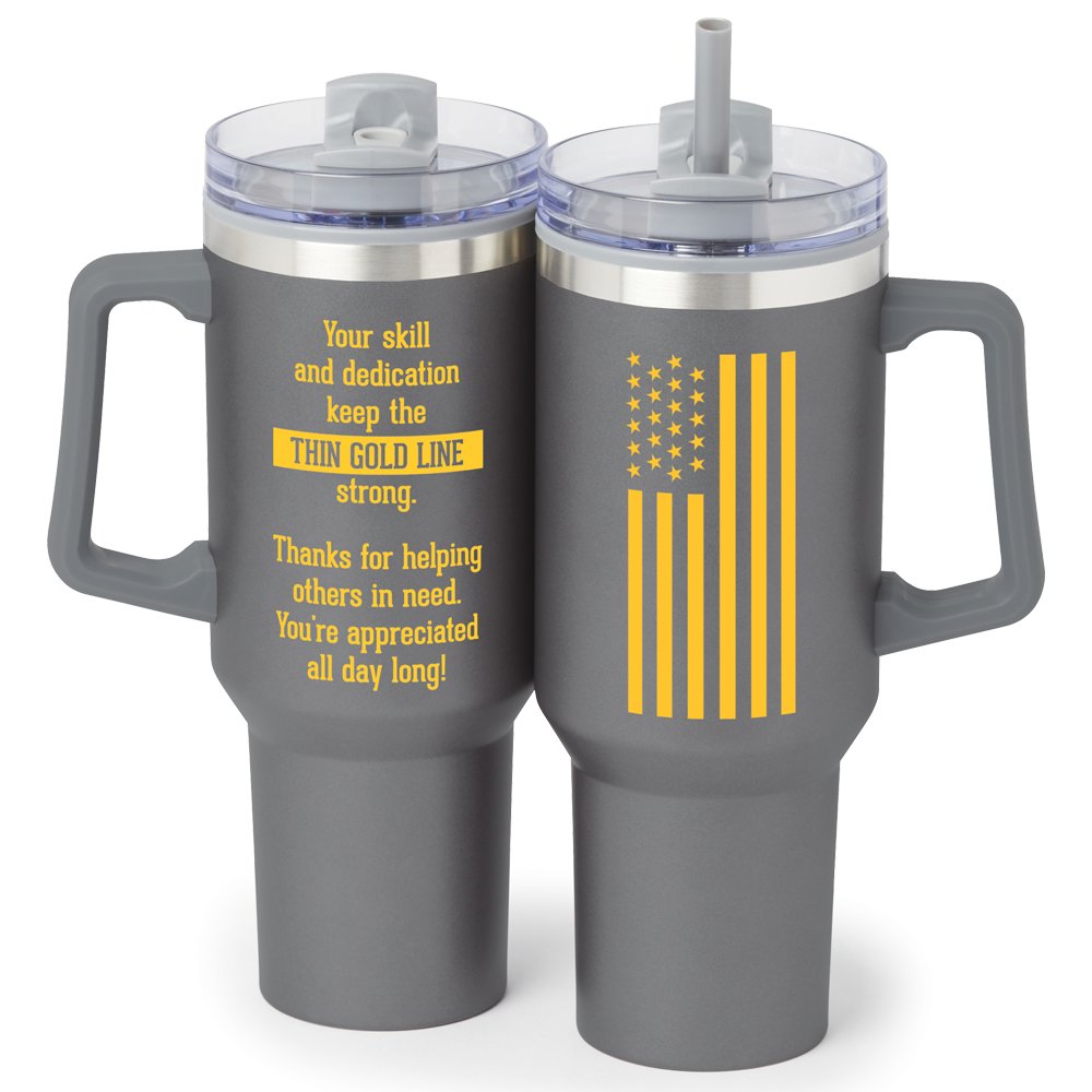 Thin Gold Line Epic Stainless-Steel/Plastic-Lined Tumbler 40 oz. with Handle