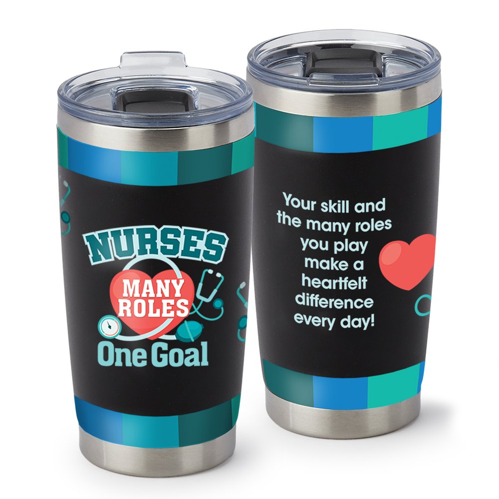 Nurses: Many Roles, One Goal Black Templock Stainless-Steel Vacuum-Insulated Tumbler 20 oz.
