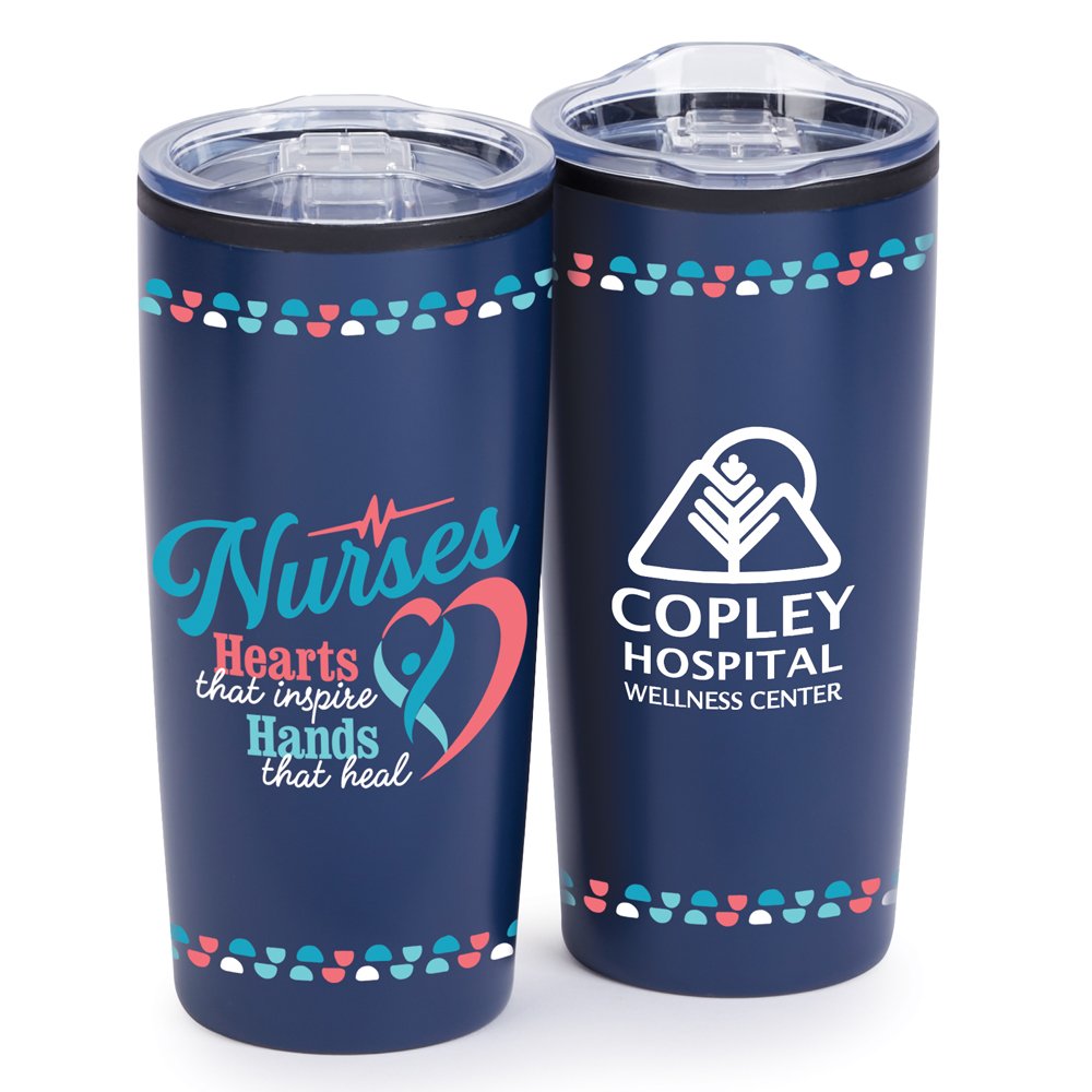 Nurses: Hearts That Inspire, Hands That Heal Blue Teton Stainless-Steel Tumbler 20-Oz. - Personalization Available