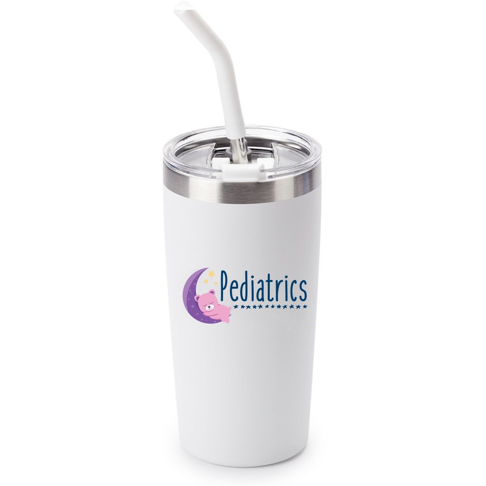 Healthcare Team Pride White Fremont Double-Wall Stainless-Steel Vacuum Tumbler 20-Oz. with Straw - Full-Color Personalization Available