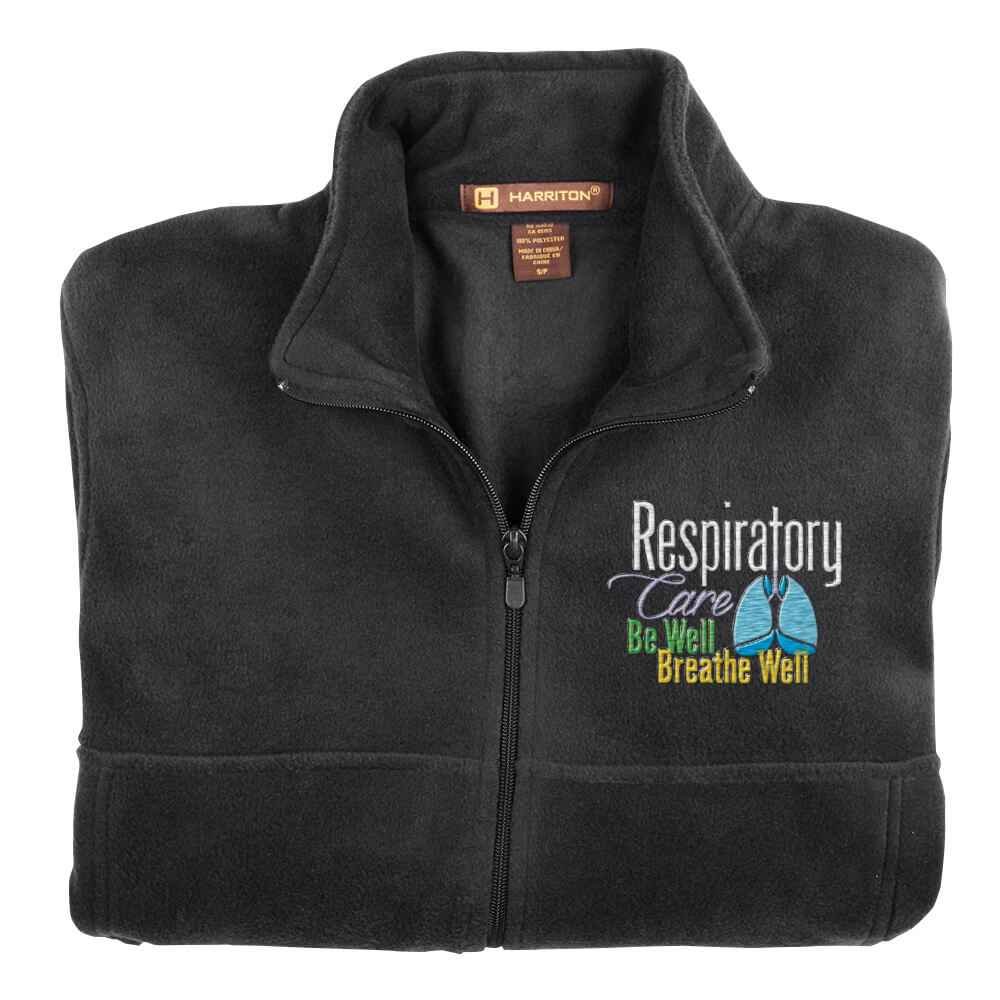 Respiratory Care: Be Well, Breathe Well Embroidered Unisex Full-Zip Fleece Jacket