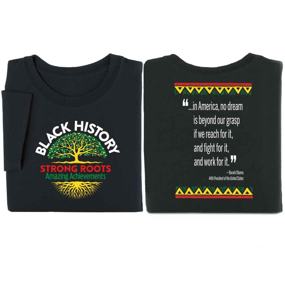 Black History: Strong Roots, Amazing Achievements Adult Unisex 2-Sided Short-Sleeved T-Shirt