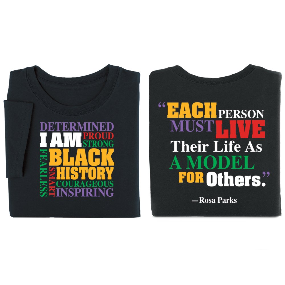 I Am Black History Word Cloud Adult Unisex 2-Sided Short-Sleeved T-Shirt