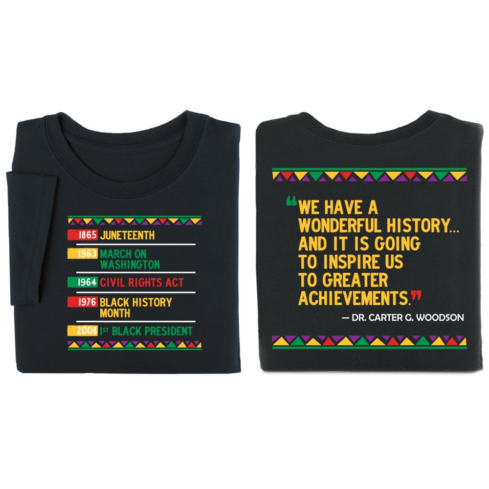 Famous Dates in Black History Adult 2-Sided Short-Sleeve T-Shirt