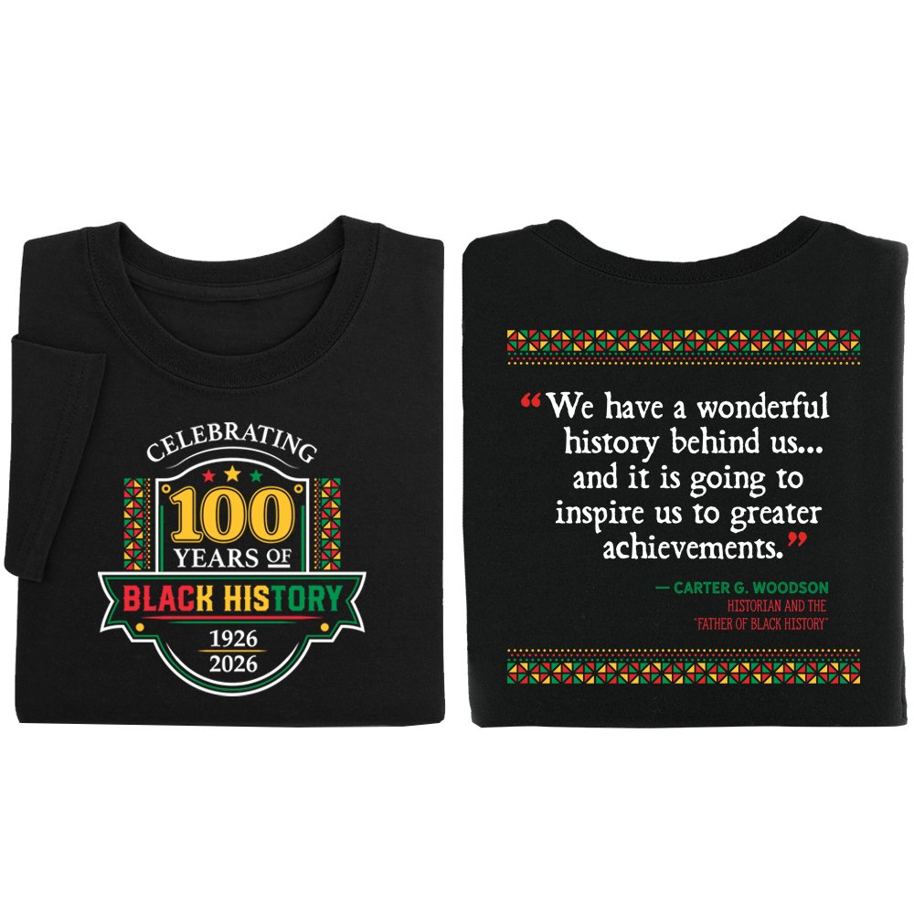 Celebrating 100 Years of Black History: 1926-2026 Adult Unisex 2-Sided Short-Sleeved T-Shirt